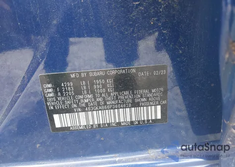 2023 Subaru Impreza Base из США, поврежденный, VIN 4S3GKAB66P3604628